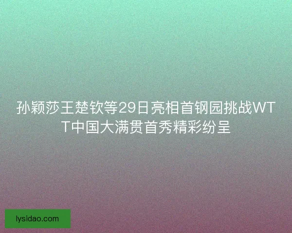 孙颖莎王楚钦等29日亮相首钢园挑战WTT中国大满贯首秀精彩纷呈
